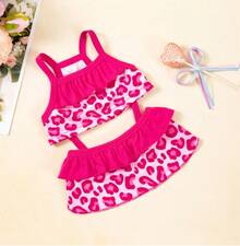 Conjunto de traje de baño para perro, ropa para perro, falda y traje de baño con estampado de leopardo rosa, bikini de verano transpirable y con estilo, accesorios de fotografía para mascotas, suministros para mascotas, adecuado para perros y gatos para nadar
