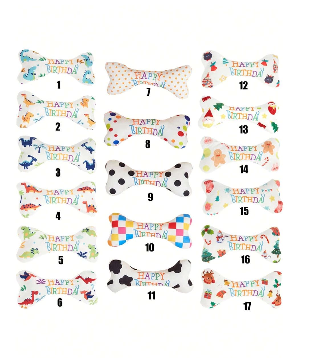 宠物猫玩具、狗狗玩具、安抚自拍、牙齿清洁、耐嚼生日蛋糕、生日礼物、骨头、派对和声音 - 彩色 - 查看 10