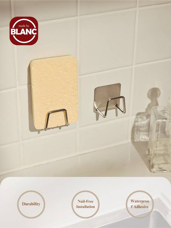 Madebyblanc RVS afvoerhaakrek, sterk concaaf klein sponsrek, stootvrije keukenbenodigdheden, pannendeksel, snijplankhouder, badkamerhaak, sponsrek, opberghaak, roestvrij, waterdicht en snel drogend, klein formaat, geschikt voor keuken, badkamer, huishoudelijke haken voor in de badkamer, afvoerrek, schoonmaakmiddelen, gepolijst, wandmontage, de beste keuze voor vakantie