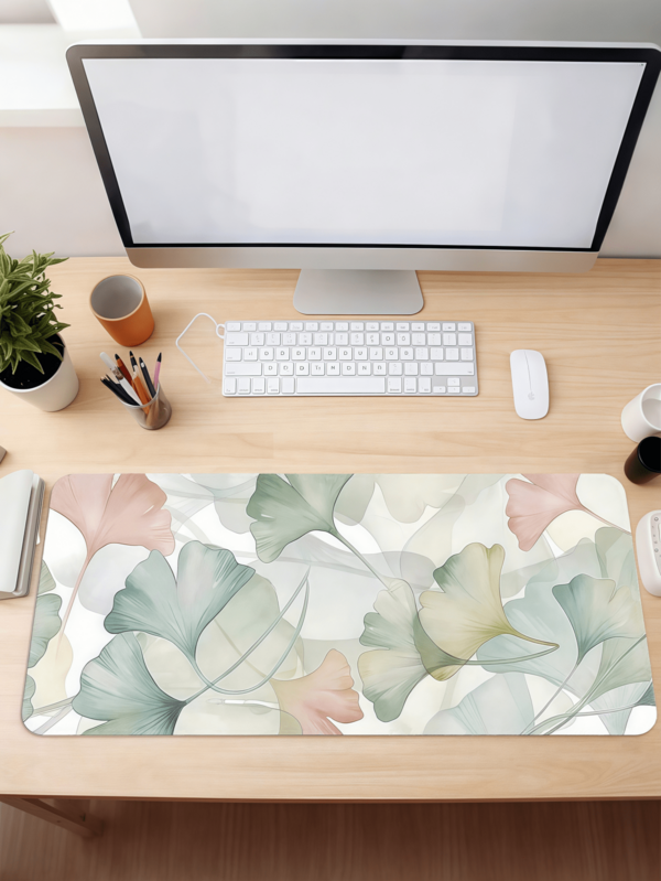 SHEIN 1 pezzo Tappetino per mouse extra large con motivo colorato di foglie autunnali, tappetino da scrivania per ufficio e gaming, spesso e ingrandito, con protezione per il polso, base in gomma antiscivolo, bordi, lavabile in lavatrice