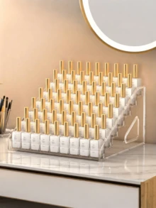 1 件亚克力化妆品收纳盒 7 层透明化妆品展示架桌面收纳架，用于指甲油眼影口红护肤品，透明梳妆台收纳盒，带抽屉，可堆叠