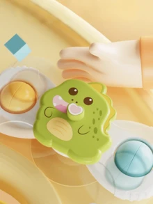 Zazumi 3 件装吸盘感官玩具旋转玩具，适用于婴儿吸盘活动中心，带有动物图案，恐龙兔子熊视觉追踪焦点训练器高脚椅游戏旅行忙碌板亲子游戏礼物随机颜色珠子