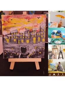 20 件迷你画布和画架套装（7 块画布 + 2 个画架 + 3 种颜料 + 6 种画笔 + 2 个调色板）适用于绘画、油画、水彩练习、小型绘画、手工和艺术派对、母亲节、妈妈的礼物、返校、学校用品、圣诞节、秋季装饰、圣诞装饰、万圣节装饰、返校、墙壁装饰、卧室窗帘。 - 套裝 - 查看 7