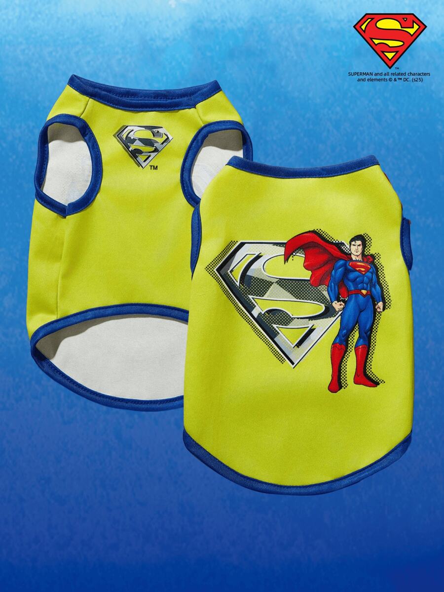 SUPERMAN X PETSIN Áo vest cho chó mèo thoáng khí thoải mái in hình minh họa hoạt hình thời trang - Nhiều màu - Xem 1