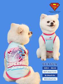 SUPERMAN X PETSIN X Krypto 可爱卡通插画印花宠物猫狗通用舒适透气狗狗背心 - 彩色 - 查看 2