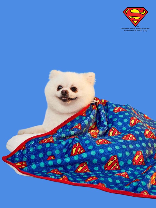 SUPERMAN X PETSIN X Logo Polka Dot Print Plush Warm Blanket For Cats And Dogs