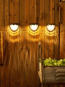 2/4/6 Packs Solar Fence Lights, Solar Deck Lights, Solar Wall Lights, Solar Wall Mount Outdoor Waterproof Fence Lamp, White LED Lamp, Lighting For Garden, Home, Patio, Yard, Garage, Camping, Step Stair Gift For Birthday, Halloween, Christmas Party Decoration (Black - Warm Light)