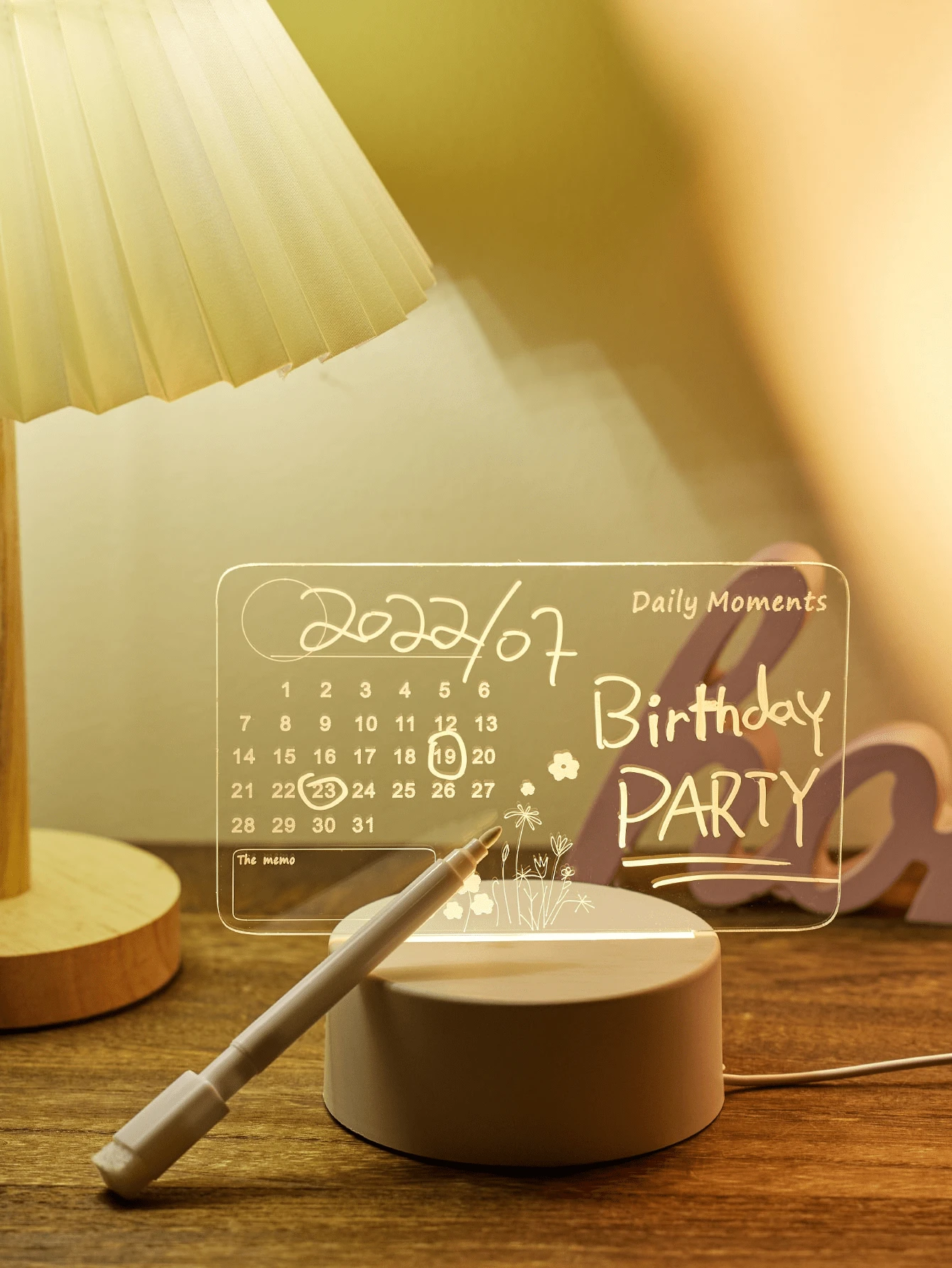 1PC 3D LED Light Calendar Board USB Night Light With Erasable Marker Modern Desk Lamp For Home Office Decor Gift Christmas Decoration