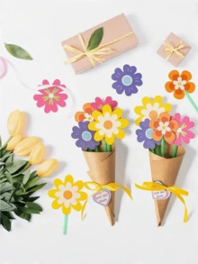 SHEIN 1Pc Perfect Flower Bouquet Craft Kit For Mother's Day, Teacher Appreciation, DIY Thanksgiving Gifts, School Classrooms And Family Fun - Make Your Own Flower Bouquet - Multicolor - View 3