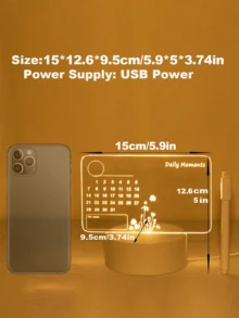 1PC 3D LED Light Calendar Board USB Night Light With Erasable Marker Modern Desk Lamp For Home Office Decor Gift Christmas Decoration