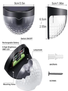 2/4/6 Packs Solar Fence Lights, Solar Deck Lights, Solar Wall Lights, Solar Wall Mount Outdoor Waterproof Fence Lamp, White LED Lamp, Lighting For Garden, Home, Patio, Yard, Garage, Camping, Step Stair Gift For Birthday, Halloween, Christmas Party Decoration (Black - Warm Light)