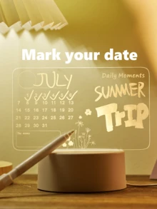 1PC 3D LED Light Calendar Board USB Night Light With Erasable Marker Modern Desk Lamp For Home Office Decor Gift Christmas Decoration
