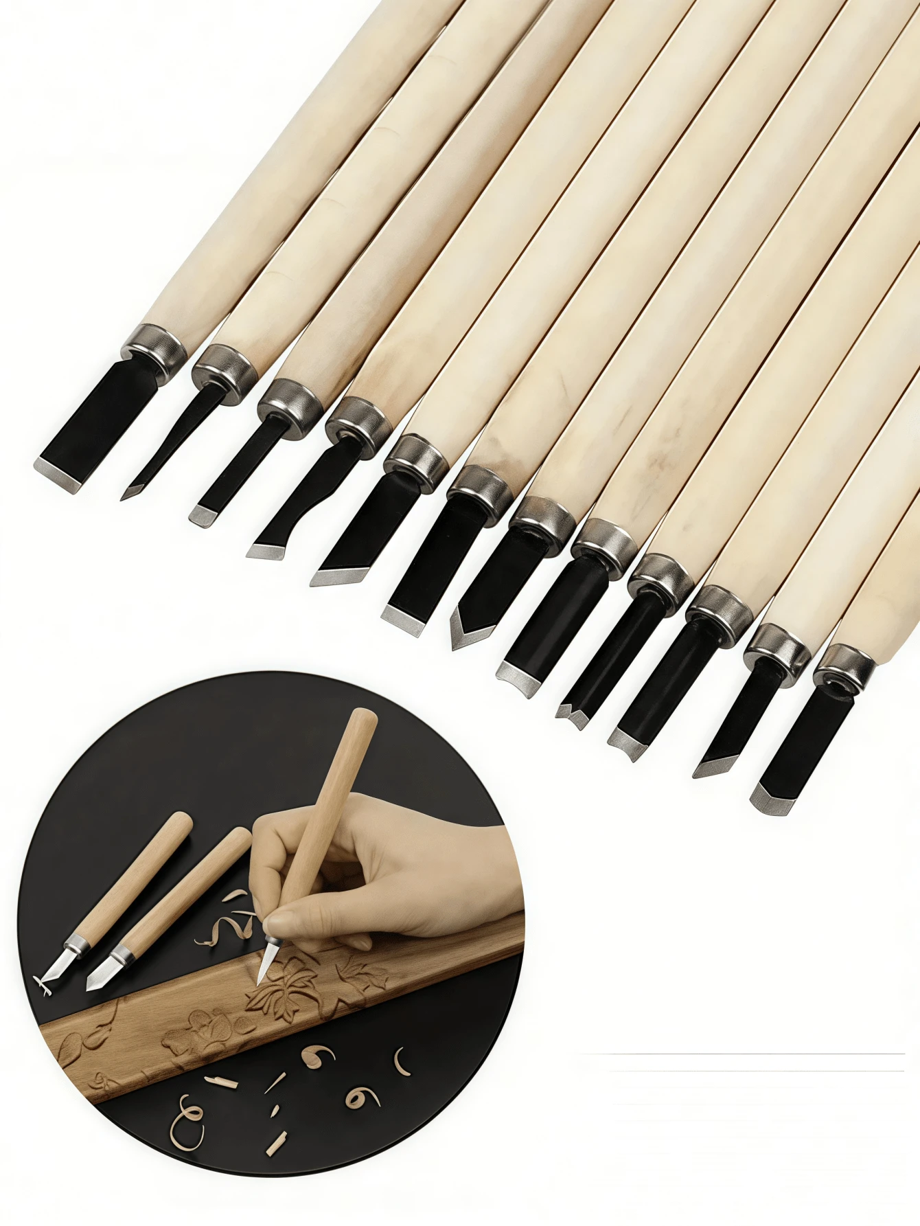 1 件 3 件 6 件 8 件 专业木雕套件木柄雕刻工具工艺刀精密铬钒凿子人体工程学握把多功能木工工具套装适用于 DIY 工匠木匠爱好者家庭工作室圣诞礼物木工雕塑削木 - 原木色 - 查看 1