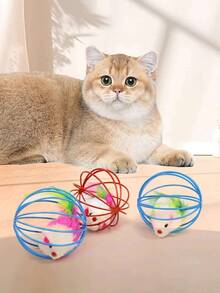 Set di giocattoli divertenti e colorati a gabbia per topi, per alleviare la noia - Mantieni il tuo gatto divertito con palline rotanti e giocattoli per topi interattivi - Multicolore - Visualizzare 2