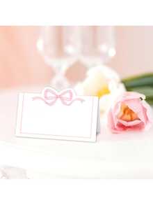 Pink Bow Place Cards Cute Bow Knot Tent Name Cards Blank Seat Assignment Label Cards For Coquette Birthday Party Table Setting Supplies - Multicolor - View 5