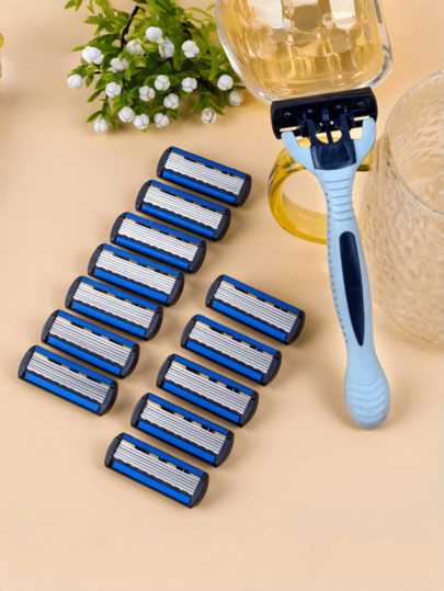 6-Layer Stainless Steel Blades With Anti-Slip Handle, Women's Manual Hair Removal Razor For Underarm & Leg Hair Manual Shaver 6-Layer Blade Beard Knife Vintage 6-Layer Shaver Shaver Blade