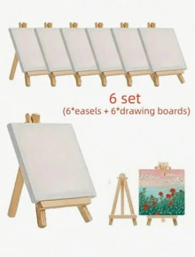 Sets de 3/6 (Caballetes + Tableros de dibujo) Juego de tableros de dibujo y caballetes en miniatura, paneles de lienzo y caballetes de madera en miniatura, tamaño del tablero de dibujo: 4"X4", tamaño del caballete: 3.1"X5.9", para pintura, pintura al óleo, grafiti DIY, artesanía de madera, caballete de pintura, tablero de lienzo, tableros de dibujo, bocetos, exhibición de arte, artesanía, vuelta al colegio - caballetes + tableros de dibujo - Ver 11