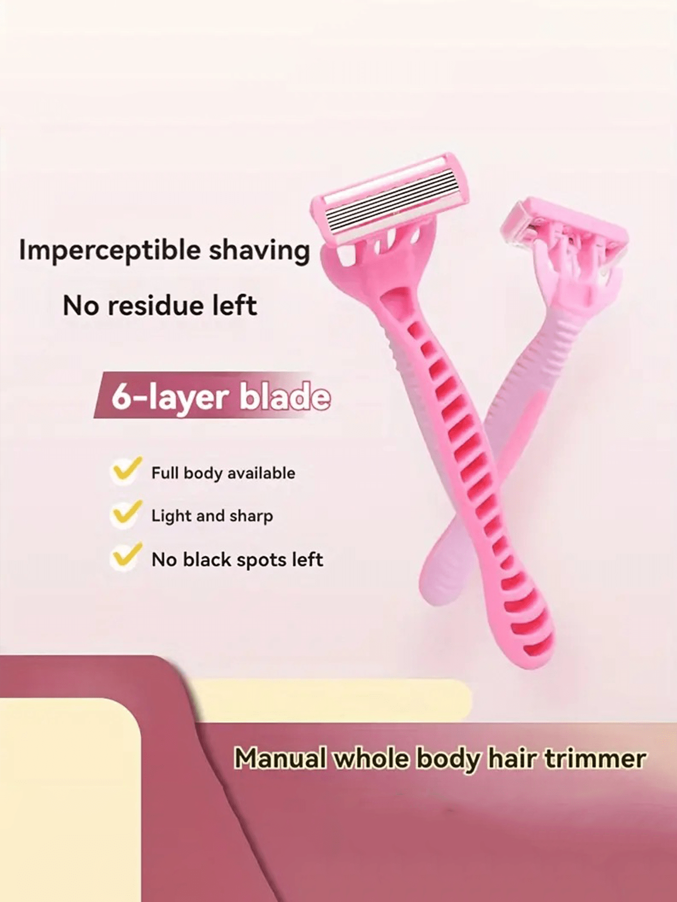 六层不锈钢刀片，防滑手柄，女士手动脱毛剃刀，适用于腋下和腿部毛发，六层刀片胡须刀，复古六层剃须刀刀片 - 彩色 - 查看 4
