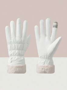 1 件女士冬季手套温暖触屏短信手套带温暖柔软衬里水晶天鹅绒（米白色），米白色 - 多色 - 查看 5