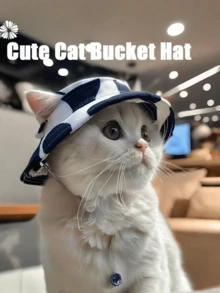 Mũ chống nắng cho mèo, mũ chống trượt, bảo vệ tai, dây đeo điều chỉnh, mũ ngư dân, đồ dùng cho thú cưng, đồ dùng thiết yếu cho mèo, đồ dùng ngoài trời, phụ kiện thú cưng - Nhiều màu - Xem 2