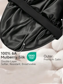SHEIN 1/2pcs Silk Bonnet For Sleeping, Satin Hair Bonnets, Soft Elastic Band Silk Sleep Cap, Silk Hair Wrap For Curly Hair, Hair Bonnets For Women Sleeping,Silk Hair Wrap,Elastic Wide Band Silk Sleep Cap,Soft And Breathable, Ideal For Overnight Curls Preservation, All-Season Shower Caps, Comfortable For Chemotherapy Patients (Black/Powder)