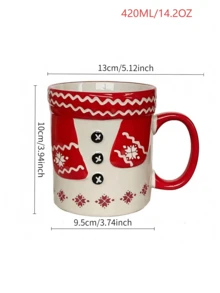 Cirelle 1 pieza Taza de cerámica de 420ml con diseño pintado a mano de Papá Noel, con elfos, renos y muñeco de nieve, en estilo de lujo ligero. Perfecta para cenas navideñas a la luz de las velas (bebidas calientes/frías), desayuno con leche, yogur, tazas de avena, como regalo y decoración navideña.