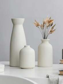 1/3pcs Beige Ceramic Vase Set - 1 Small Vases For Decoration, Modern Bohemian Farmhouse Home Decor Decorative Vases For Pampas Grass And Dried Flowers, Creative Shelf, Table, Bookshelf, Entryway,Fall Decor,Christmas Decorations,Halloween Decor, Back To School, - Multicolor - View 7