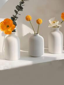 1/3pcs Beige Ceramic Vase Set - 1 Small Vases For Decoration, Modern Bohemian Farmhouse Home Decor Decorative Vases For Pampas Grass And Dried Flowers, Creative Shelf, Table, Bookshelf, Entryway,Fall Decor,Christmas Decorations,Halloween Decor, Back To School, - Multicolor - View 8