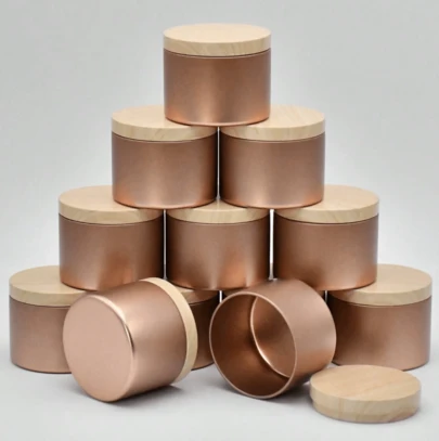 SHEIN Set Of 12 Champagne Rose Golden Candle Tins With Lids For Candle Making - Iron Container 4oz And 8oz Combo Pack