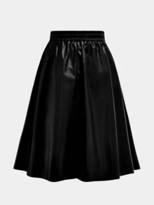 Tween Girls PU Mid-Length Black Skirt For Autumn And Winter, Fashionable And Elegant Commuting Skirt Fall
