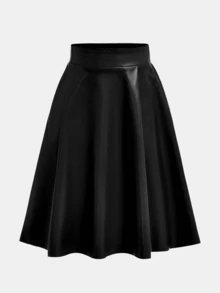 Tween Girls PU Mid-Length Black Skirt For Autumn And Winter, Fashionable And Elegant Commuting Skirt Fall