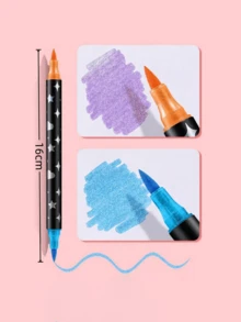 SHEIN 36支/48支双头双色闪光马克笔，荧光高光笔，学生闪光绘画水彩笔，学校及办公用品，返校、万圣节和圣诞节必备，耐用塑料笔身 - 彩色 - 查看 2