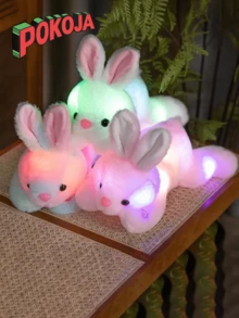 Cute Luminous Rabbit Plush Toy - A Soft And Lovely Light-Up Rabbit Stuffed Animal, 13.78 Inches | Made Of Polyester, With Soft Colors, It Brings A Magical Sense Of Comfort At Night. It Is An Ideal Gift For Children And Rabbit Lovers, And A Perfect Christmas Present. Nighttime Comfort Toy | Soft-Touch Toy | Light-Up Function, Rabbit Toy - Multicolor - View 5