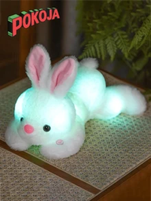Cute Luminous Rabbit Plush Toy - A Soft And Lovely Light-Up Rabbit Stuffed Animal, 13.78 Inches | Made Of Polyester, With Soft Colors, It Brings A Magical Sense Of Comfort At Night. It Is An Ideal Gift For Children And Rabbit Lovers, And A Perfect Christmas Present. Nighttime Comfort Toy | Soft-Touch Toy | Light-Up Function, Rabbit Toy - Multicolor - View 1