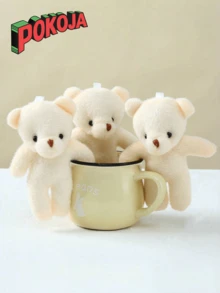 POKOJA LAND 6个/12个装，迷你泰迪熊玩偶毛绒玩具，DIY钥匙扣包包挂件，适合作为礼物、婚礼、生日礼盒、娃娃玩具、生日蛋糕装饰、派对礼品用品、装饰品、DIY配件，熊、泰迪熊，春夏款 - 白色 - 查看 10