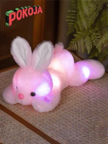 Cute Luminous Rabbit Plush Toy - A Soft And Lovely Light-Up Rabbit Stuffed Animal, 13.78 Inches | Made Of Polyester, With Soft Colors, It Brings A Magical Sense Of Comfort At Night. It Is An Ideal Gift For Children And Rabbit Lovers, And A Perfect Christmas Present. Nighttime Comfort Toy | Soft-Touch Toy | Light-Up Function, Rabbit Toy - Multicolor - View 6