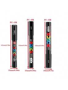 SHEIN UNI 全新包装油漆马克笔套装和单支装 1M 3M 5M 水性颜料永久性丙烯笔涂鸦艺术学校用品 - 3M 0.9-1.3MM - 查看 2