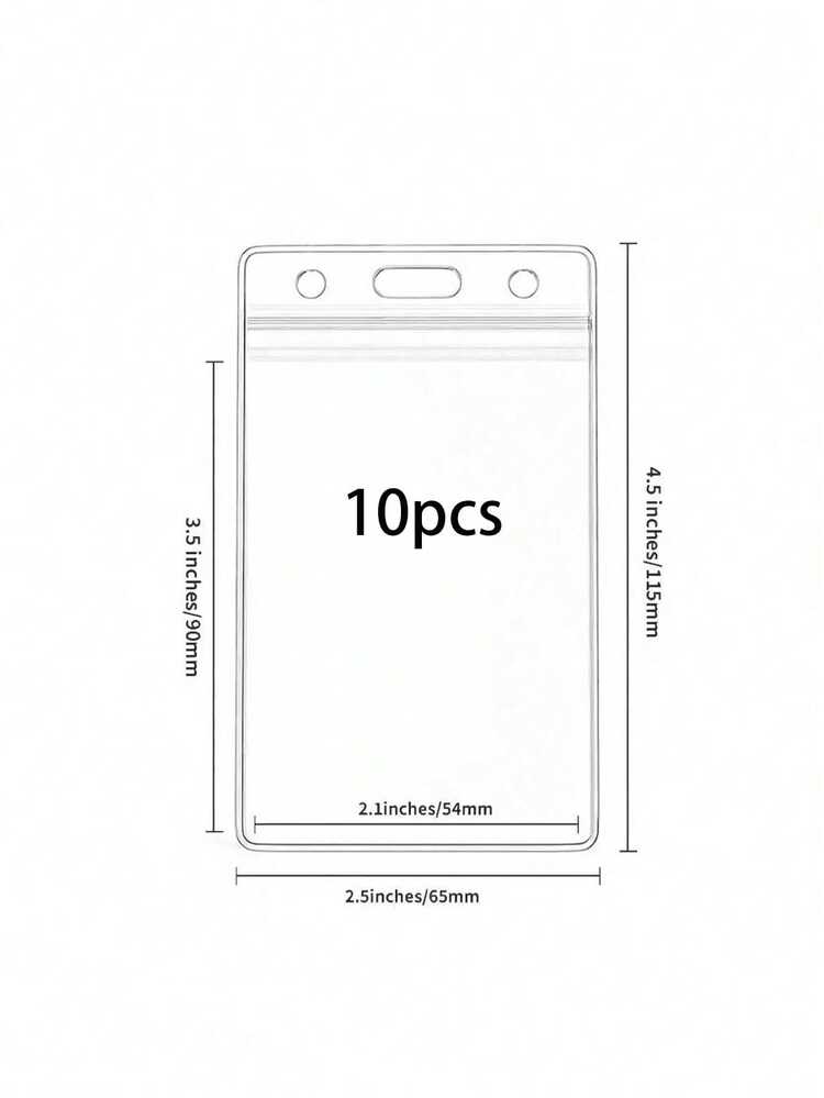 SHEIN 10 Pieces Waterproof Card Holder Vertical Or Horizontal ID Badge Holder Portable Transparent PVC Plastic Card Sleeves For Student Campus School Office Home Business Employee Accessory Organization Supply Storage Essentials School College University Work Essentials Water Resistant Durable Clear ID Card Protector Wallet Name Tag Lanyard Display Card Case - Clear - View 15