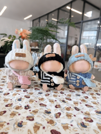 17cm Doll Clothes 3-Piece Set Knit Sweater Outfit With Hat And Bag Cute Warm Fashion Doll Clothing Cosplay Role Play Photoshoot Display Collection Gift Idea For Dollhouse Enthusiasts