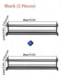 Black/Silver Metal Spice Rack, No Drill Mark Wall Mount Or Screw Installation, Space Saving Spice Jar Holder, For Cabinet Door/Wall Storage Of Herbs And Spices, Sturdy , Holds 6-8 Spice Jars, Up To 10kg Load, Great For Kitchen, Bathroom - Multicolor - View 15