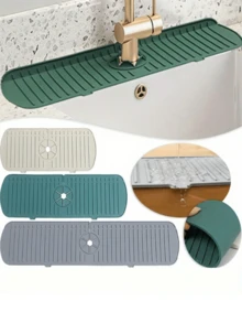 水龙头防溅板水槽滴水盘硅胶吸水排水垫适用于厨房台面浴室水槽条纹设计防止水溅和霉菌易于清洁家居整理 - 彩色 - 查看 8