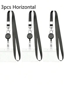 1/2/3/5 件伸缩身份证徽章夹 - 带挂绳的防水 PVC 卡套，适合教师/办公室工作人员返校使用 - 黑色 - 查看 19