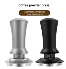 可调式恒力粉末压粉器 | 304不锈钢平底防偏转设计自动回弹弹簧意式咖啡萃取工具 51/53/58mm 多规格 - 黑色 - 查看 1