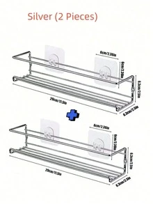 Black/Silver Metal Spice Rack, No Drill Mark Wall Mount Or Screw Installation, Space Saving Spice Jar Holder, For Cabinet Door/Wall Storage Of Herbs And Spices, Sturdy , Holds 6-8 Spice Jars, Up To 10kg Load, Great For Kitchen, Bathroom - Multicolor - View 16