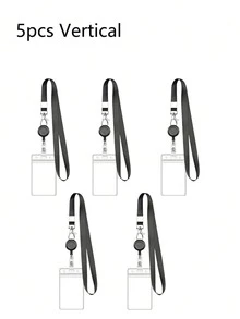 1/2/3/5 件伸缩身份证徽章夹 - 带挂绳的防水 PVC 卡套，适合教师/办公室工作人员返校使用 - 黑色 - 查看 23