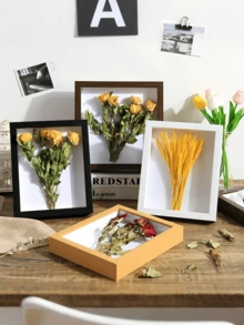 SHEIN 1 pieza Marco de madera rectangular clásico para póster, marco de madera grueso con exhibición de espécimen 3D hueco, adecuado para decoración de pared en la sala de estar