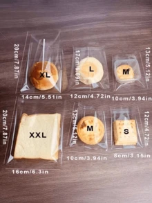 SHEIN 100pcs Simple Transparent OPP Bags - Suitable For Bread, Pastry, Tarts, Cookies And Desserts - Food Contact - Great For Christmas, Thanksgiving, Valentine's Day, Eid, Mother's Day And More - Essential For Kitchen And Bakery - Clear - View 14