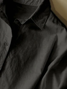 Franclia 新款简约时尚亚麻混纺宽松休闲长袖短裤两件套女士 - 黑色 - 查看 3