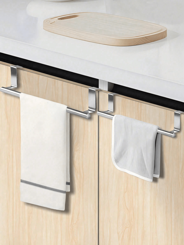 1 pieza Soporte para toalla de barra única sin taladro para colgar toallas de cocina, organizador de almacenamiento montado en la puerta del gabinete, regalo de inauguración de la casa