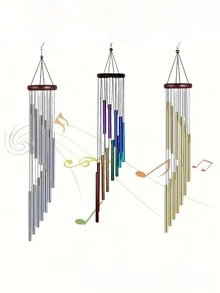 1pc Outdoor Wind Chime With 12 Aluminum Alloy Tubes And Hanging Hook, Outdoor Memorial Windchime, Holiday, Party Decoration, Home And Shop , Suitable For Outdoor Garden And Memorial Space Festival Decoration Rama, Home , Room - Multicolor - View 2